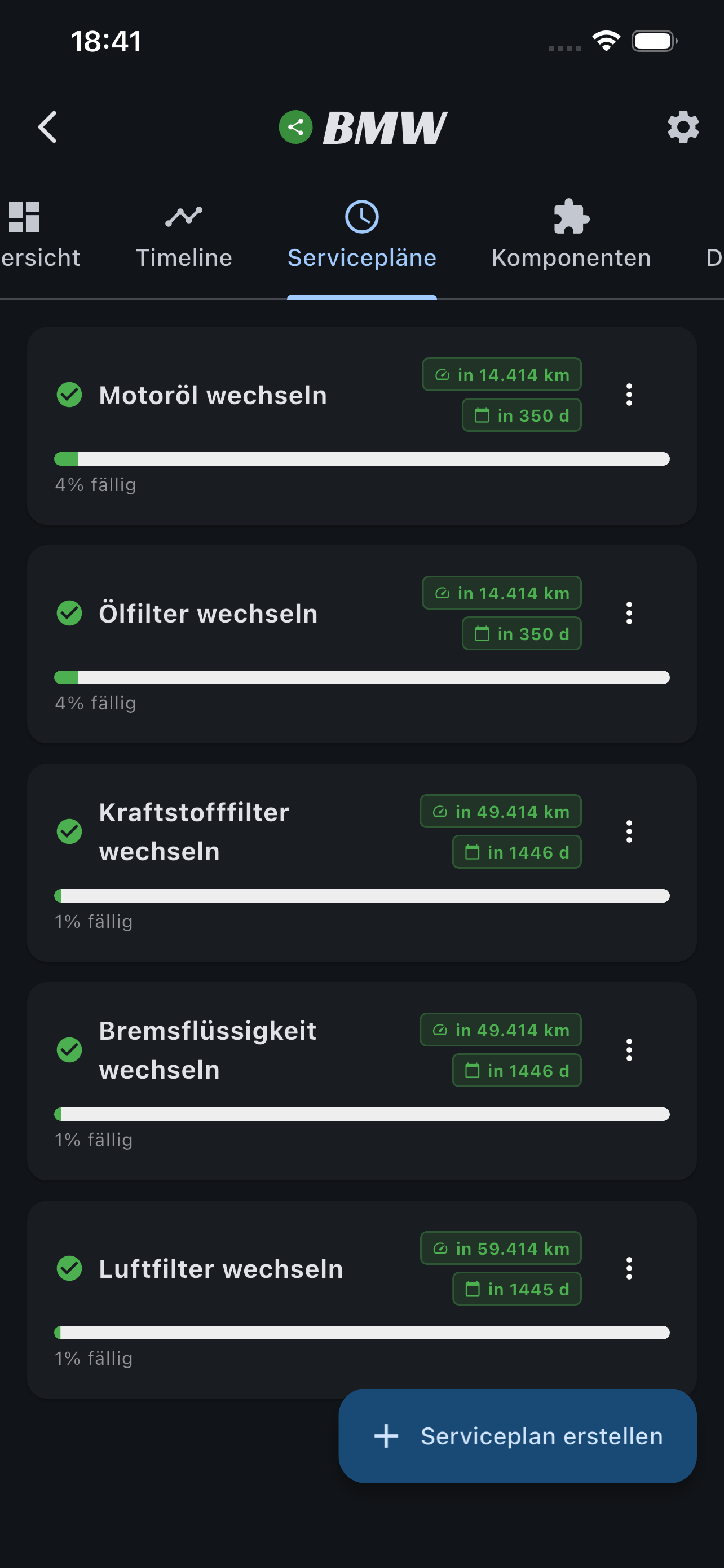 App Screenshot Wartung